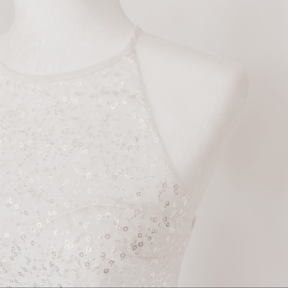 NWT White Mini Dress with Sequined Bodice - Picture 6 of 8